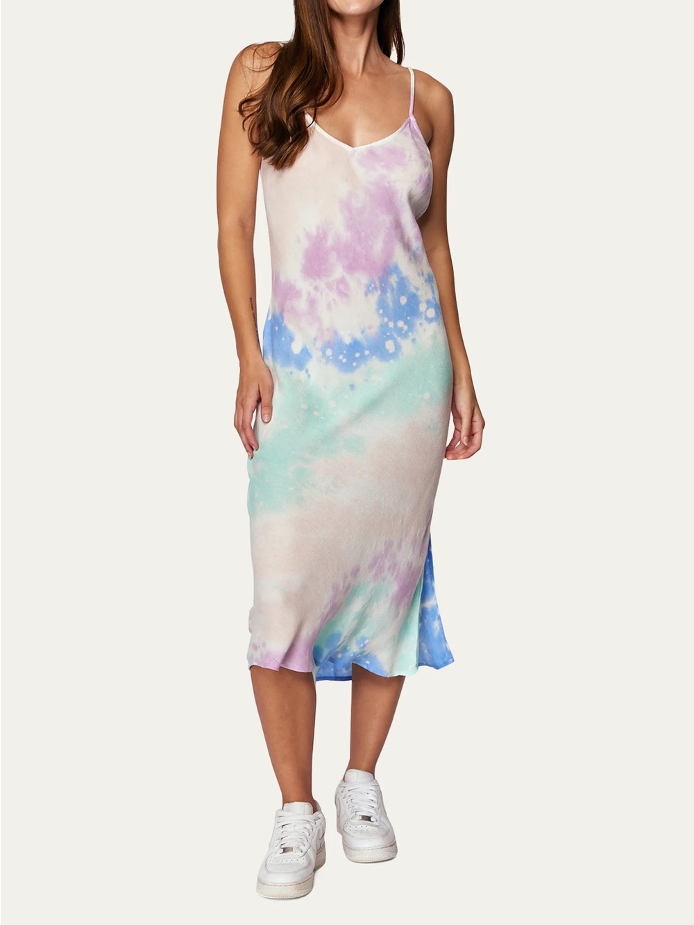 Spiritual Gangster Pastel Tie-Dye Slip Dress in Lavender, Aqua & Sky Blue